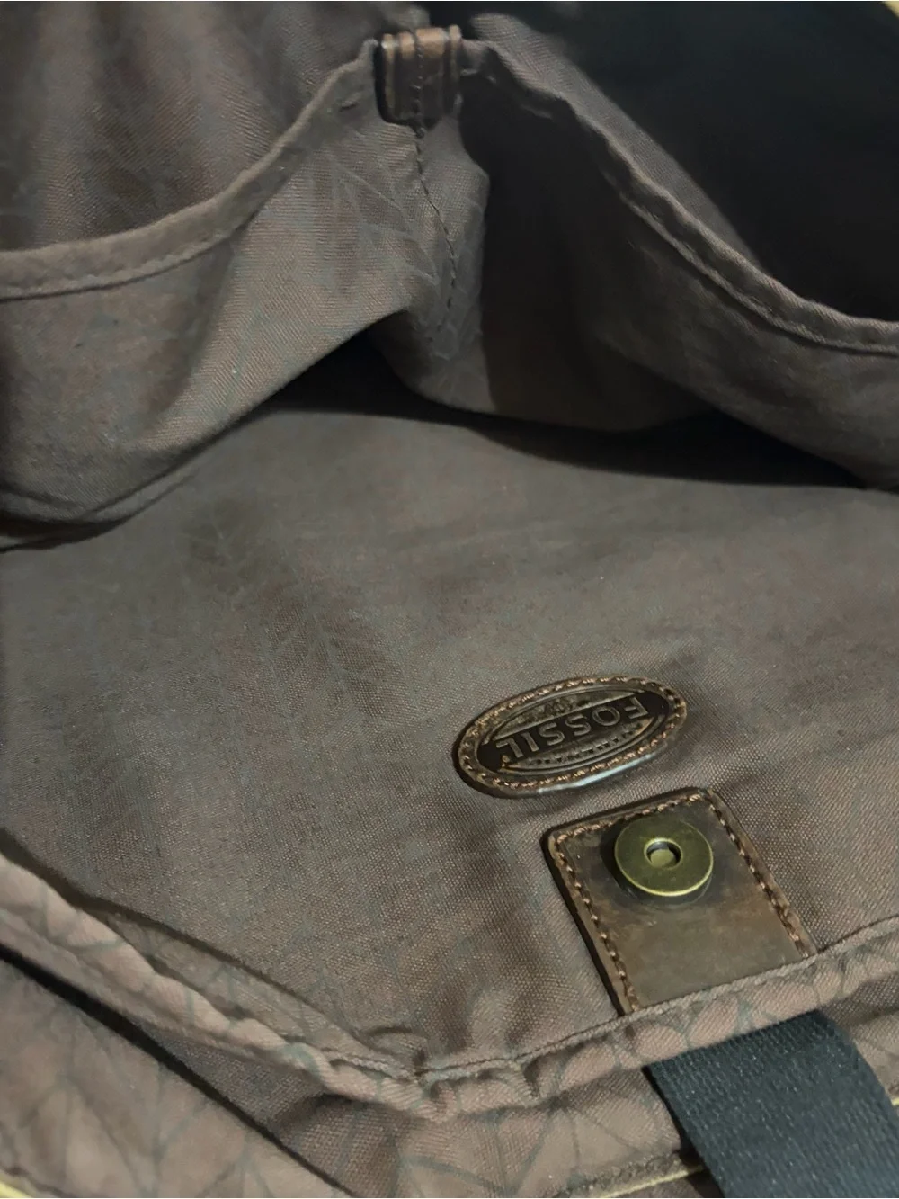 FOSSIL VINTAGE CANVAS MESSENGER BAG KHAKI UTILITY CROSSBODY FIELD BAG UNISEX